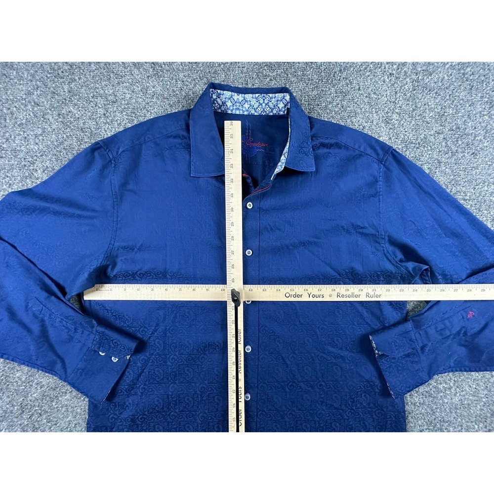 Robert Graham Paisley Blue Button Down Shirt Men's XL Geometric Accent L/S - Picture 4 of 9